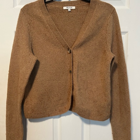 Madewell Tan Cardigan Sweater V-Neck Knit - Picture 1 of 3